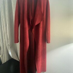 JustFab Red Trench Coat Full-Length Flowing Design